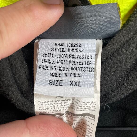 Utility Pro Premium High Vis Bomber Jacket Men's XXL Yellow Removable Fleece - Picture 7 of 13